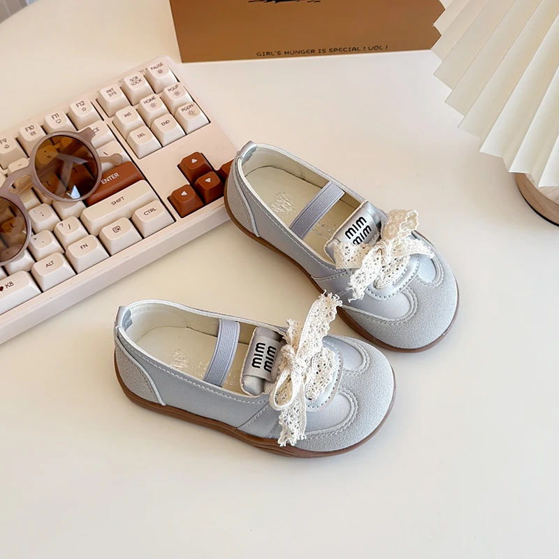 Girl Leather Shoes Children Casual Sneakers Breathable Slip-On Soft Flats Kids Bow Wedding Dress Shoes Princess Ballerinas Shoes 3