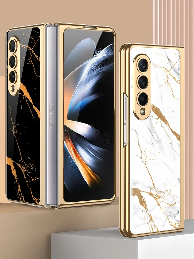 For Samsung Galaxy Z fold 3 case electroplated painted pattern tempered glass co