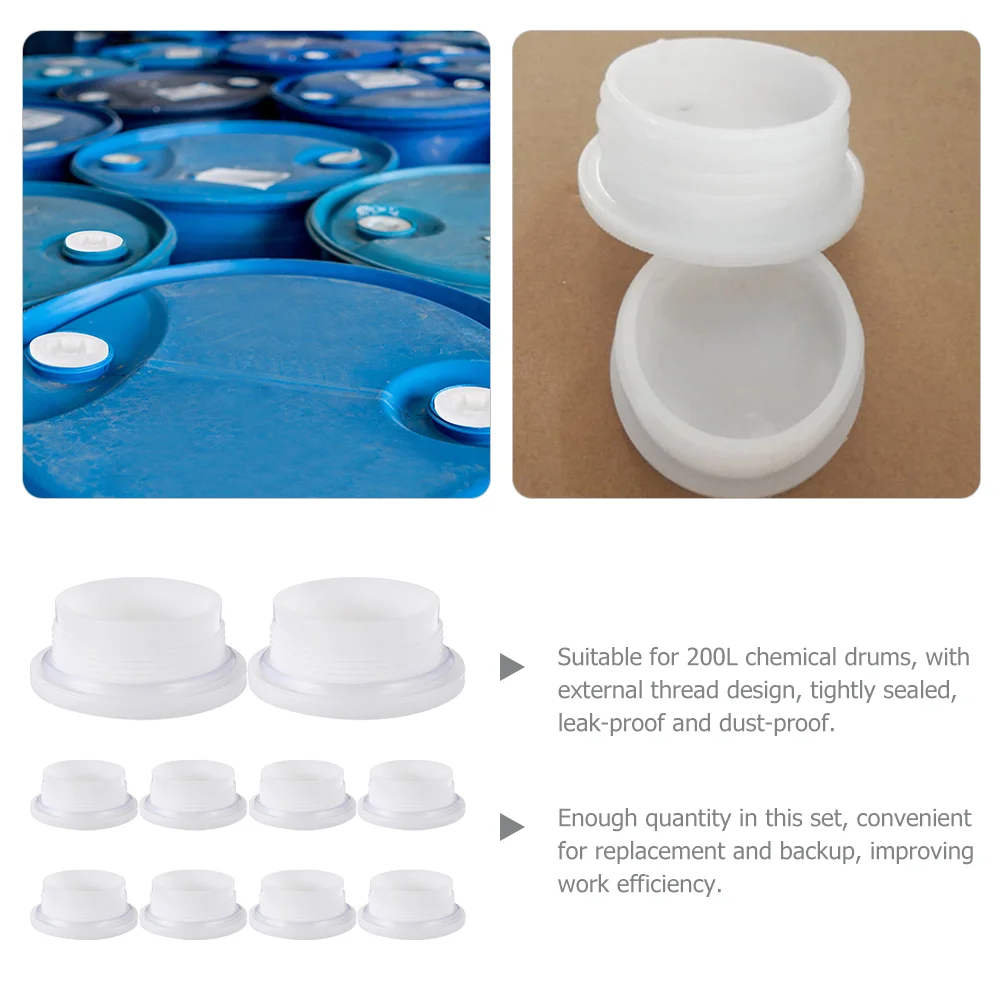 10Pcs Chemical Drum Covers Bung Caps Drum Bung Plug Oil Caps Plastic Barrel Plug Gallon Barrel Material Handling Tools
