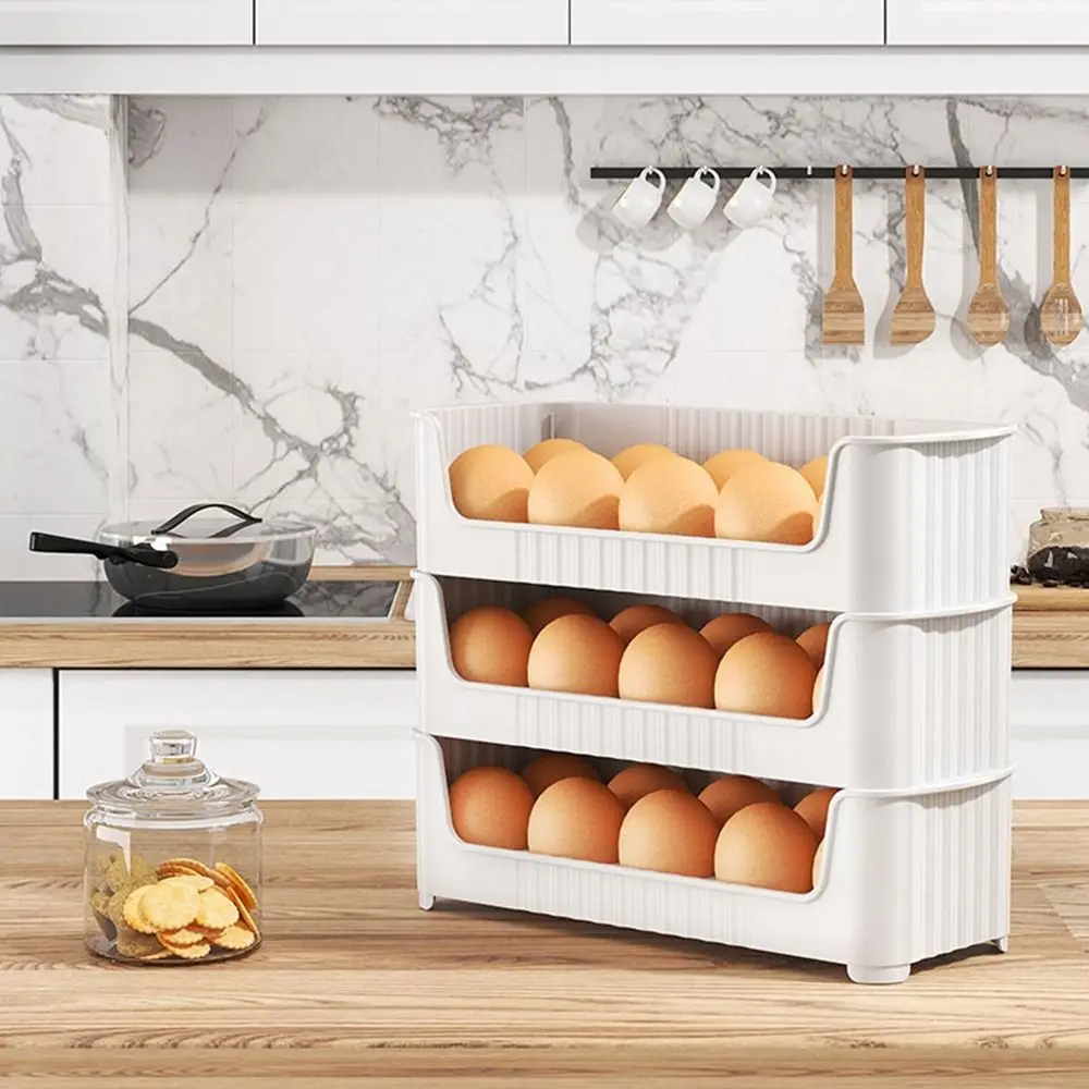 Aoreun Portauova Frigorifero, Contenitore Uova Frigorifero Portauova Frigo per Conservare 30 Uova, Portauovo Da Frigorifero Portauova Ribaltabile a 3 Strati Organizer porta uova da frigo