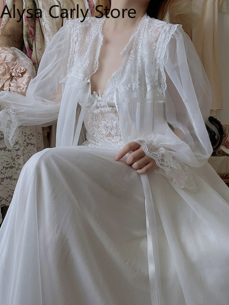 2022 Autumn White Fairy Vintage Sweet Dress Women Mesh Lace Sexy Casual Korean Dress Female Patchwork Designer Princess Dresses 2