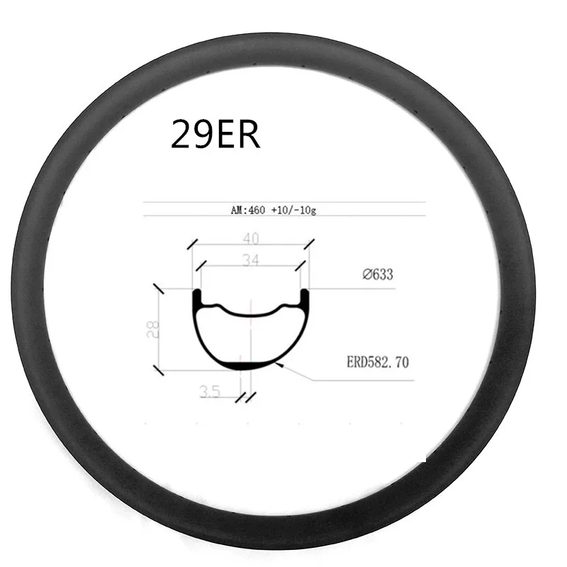 Bicycle Rims Mtb 29 Carbon Asymmetric Carbon Bicycle Rim 29 Tubeless