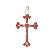 

2PCS Tibetan Style Alloy Rhinestone Pendants Latin Cross Fleuree Antique Silver Hyacinth 49.5x30x5mm Hole: 4mm
