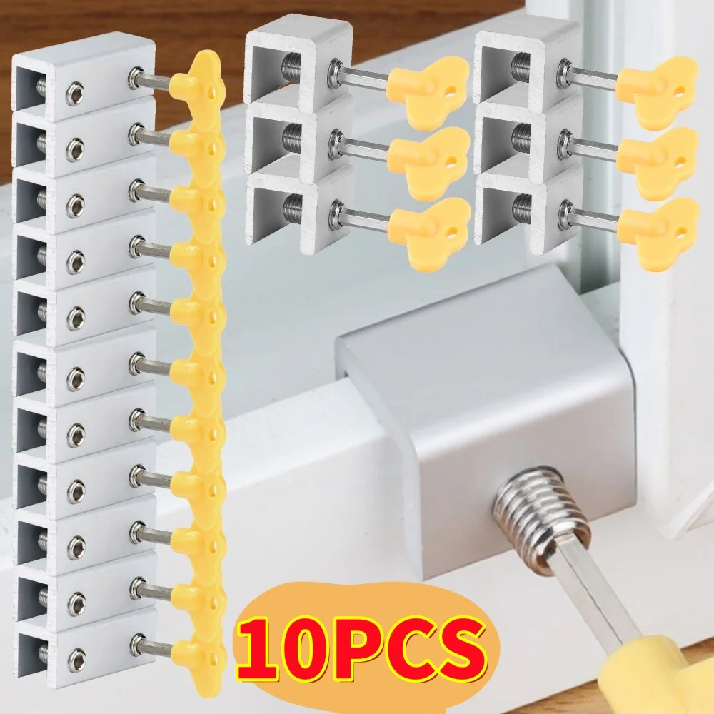 10-1pcs Aluminum Alloy Window Lock Stopper Sliding Window Anti-theft lock Sliding Door Baby Kids Child Safety Doors Lock