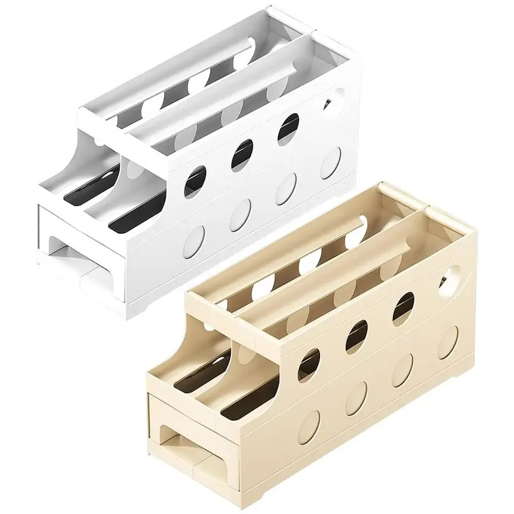 New Home Multi-Tier Automatic Rolling Egg Holder Drawer-Style Food Storage Rack Space-Saving Refrigerator Storage Rack