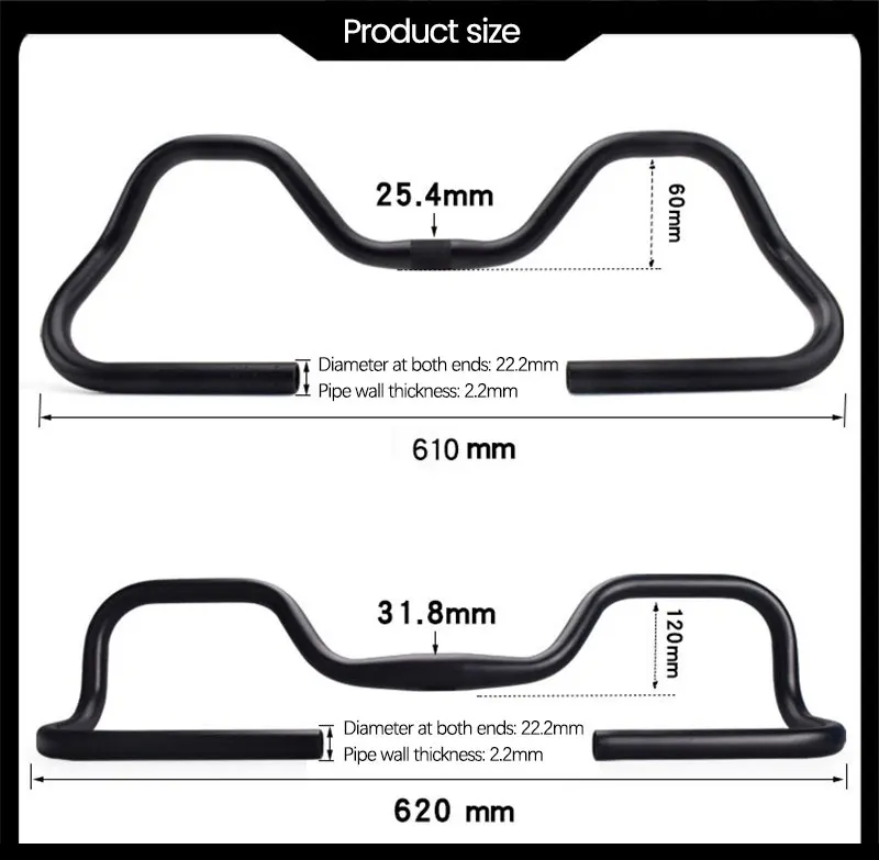 Bicycle Butterfly Handlebar 580mm Mountain Bike Aluminium Alloy Adjustable Long Distance bicycle accessories bicycle handlebar