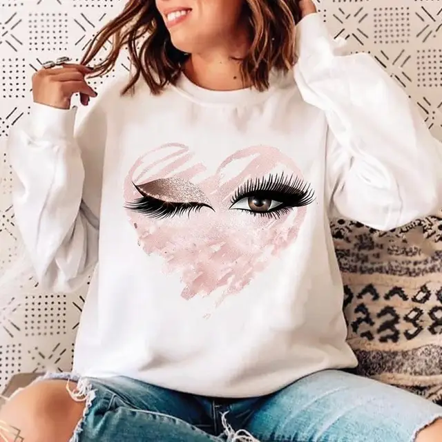 Blusa com Capuz Estampada de Cílios