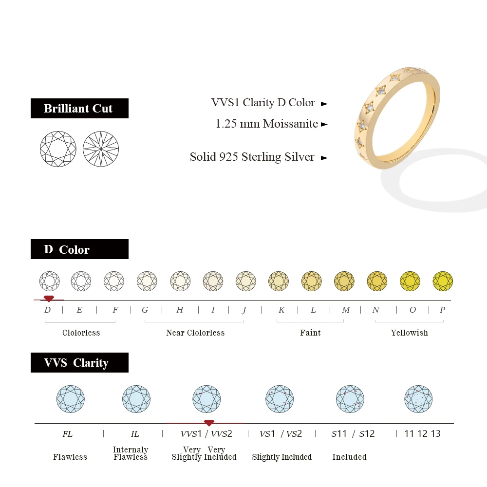 ATTAGEMS Lab Moissanite Diamond Rings for Women Star Wedding Band 925 Silver 18K White Gold Engagement Fine Jewelry Dropshipping 2