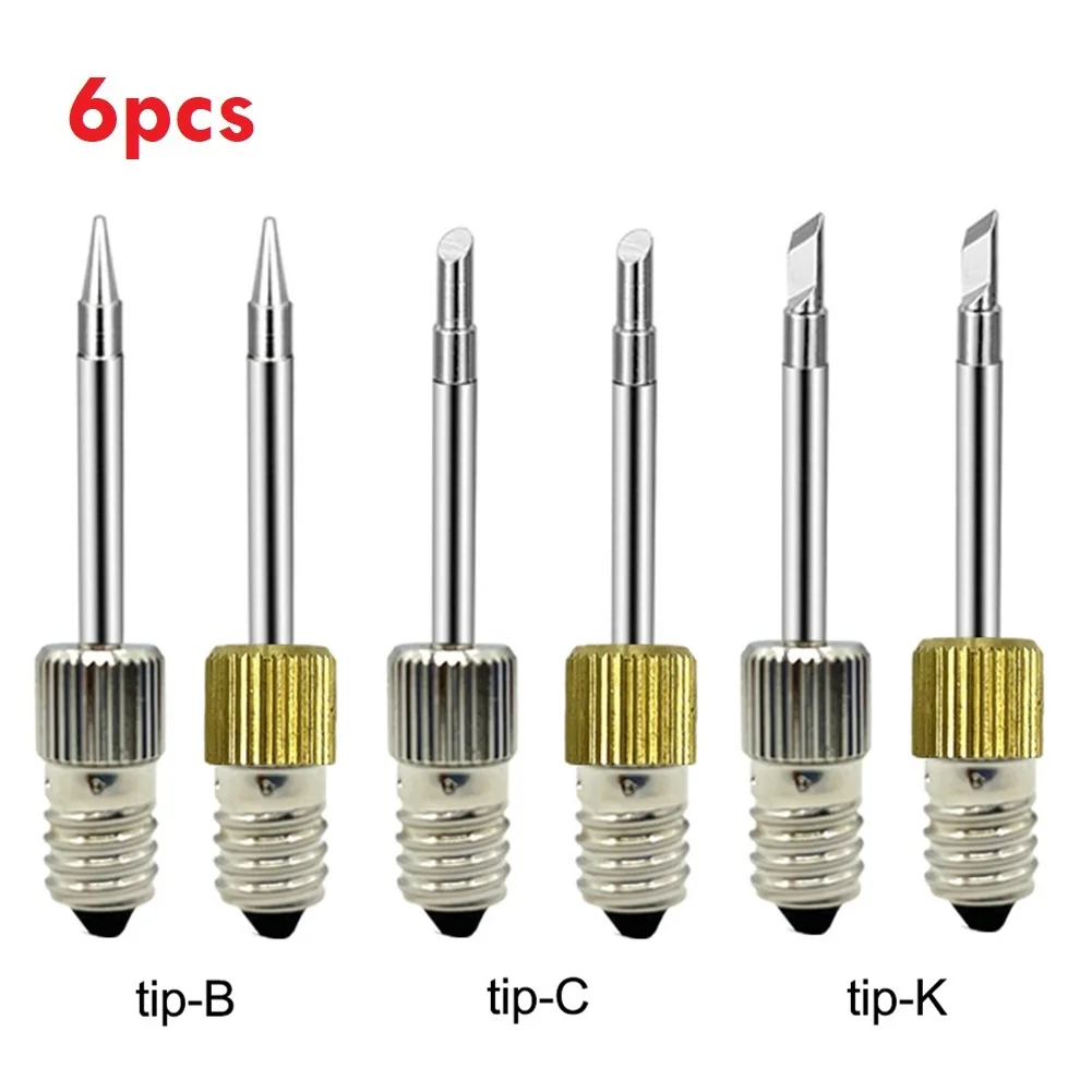 6pcs Soldering Iron Tips Replacement E10 Interface Electric Soldering Needle Tip Welding Tips Head Soldering Supplies