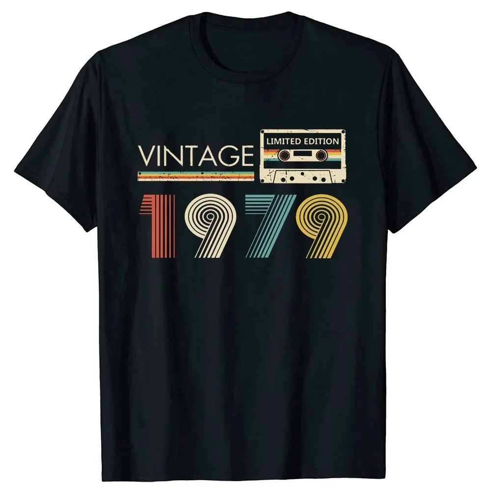 Klassische 1979 Vintage Geburtstag Kassette Est 1979 Edition T Shirts Sommer Grafik Baumwolle Streetwear Kurzarm Geschenke T-shirt