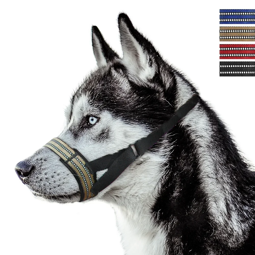 Dog Tactical Muzzle Reflective for Medium Large Dogs Anti Bite Type 7 Semi Closed Pet Mouth Cover Breathable Big Dog Accessories