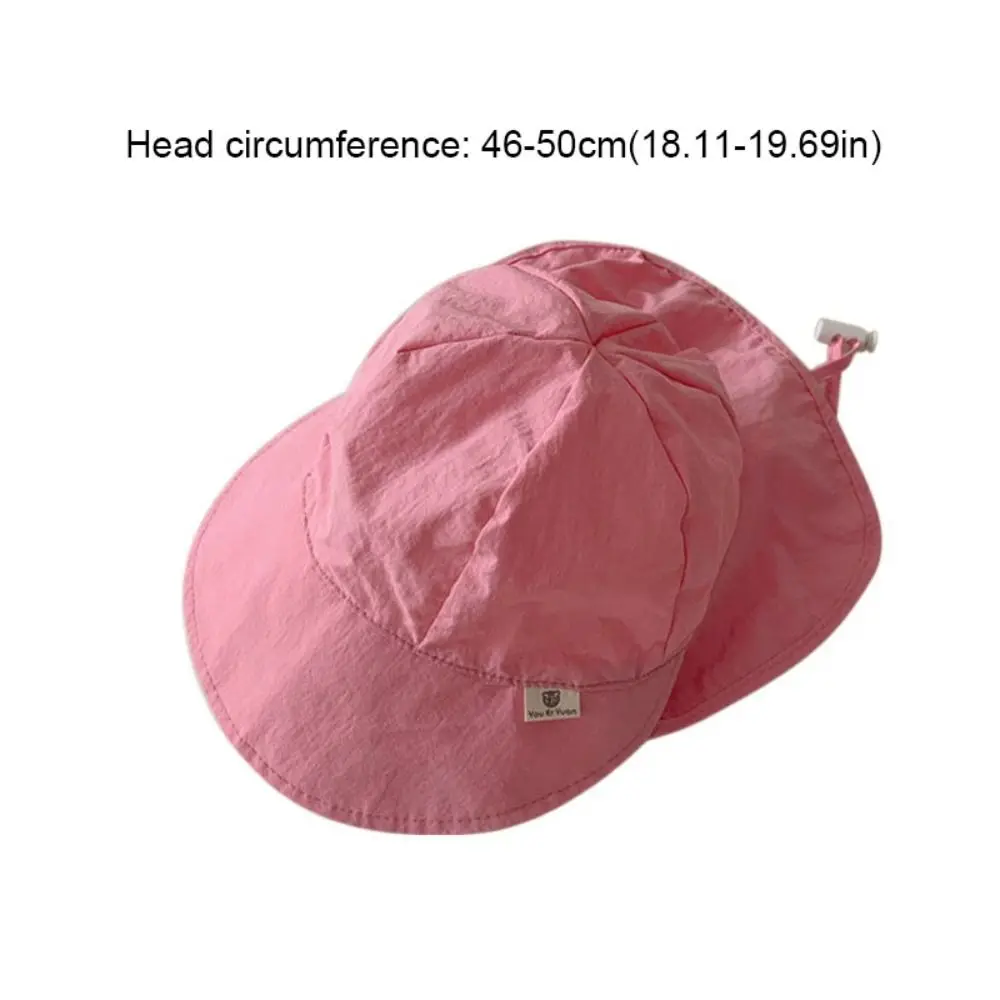 Breathable Solid color Children Sun Hat UV Protection Wide Brim Kids Beach Cap Neck Ear Cover Flap Cap Sunscreen Bucket Hat Girl