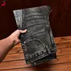 Stitching Embroidered Jeans Men's Contrast Color Fashion Stretch Slim Fit Skinny Personality, Trend, Fashion Motorcycle Trousers 5