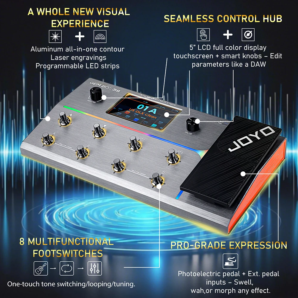 GEM BOX K8 Guitar Multi-Effects Processor Delay Reverb Effect Expression Pedal 6