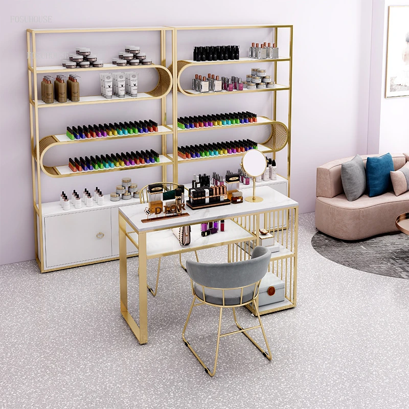 Beauty salon Double Nail Tables Minimalist Salon Furniture Professional