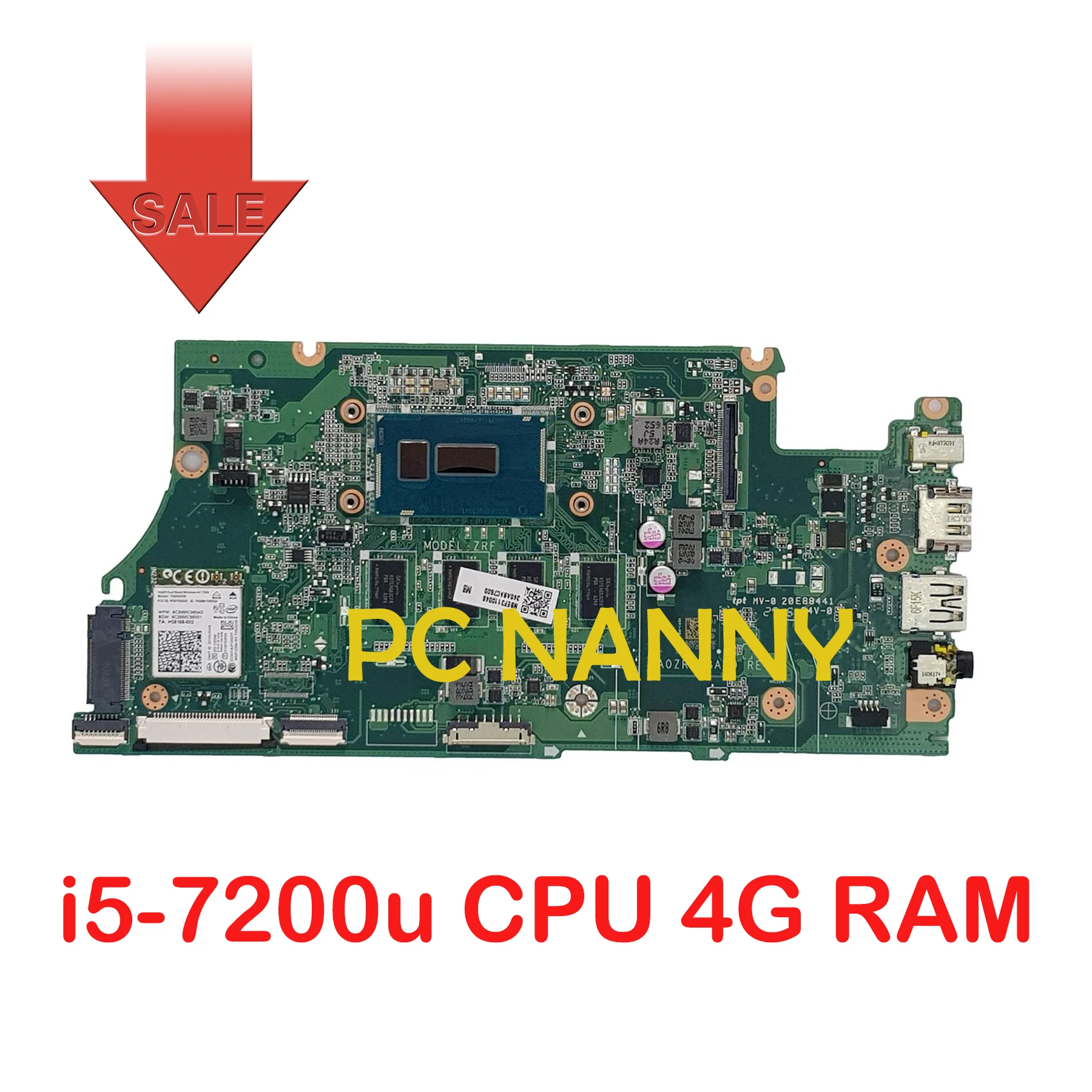 

PCNANNY for Acer Chromebook CB5-571 laptop motherboard DA0ZRFMBAD0 NBMU611001 3205U 3215u i5-7200u CPU 4G RAM