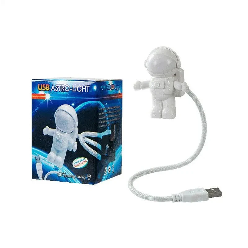 USB 전원 미니 야간 조명 흰색 우주 비행사 휴대용 독서 책상 램프 컴퓨터 PC LED 라이트 룸 장식 작은 밤 램프