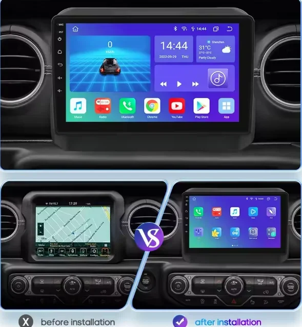 9 Inch Android 13.0 2G+32GB For Jeep Wrangler JL  Jeep Gladiator 2018-2021 Car GPS Navigation Multimedia Player Radio Head Unit