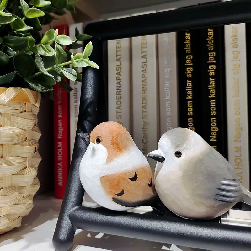 

Handmade Wood Carving Fat Bird Bestie Birthday Gift Crafts Fairy Garden Accessories Bird Figurines Decoration Home