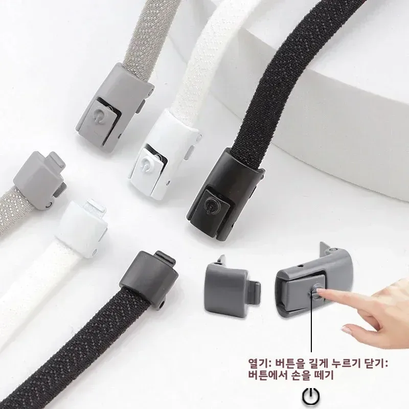 1쌍의 다채로운 색상의 노타이 탄성 플랫 신발끈(프레스 메탈 잠금장치 포함) - 스니커즈용 - 오래 지속되는 신발끈 액세서리