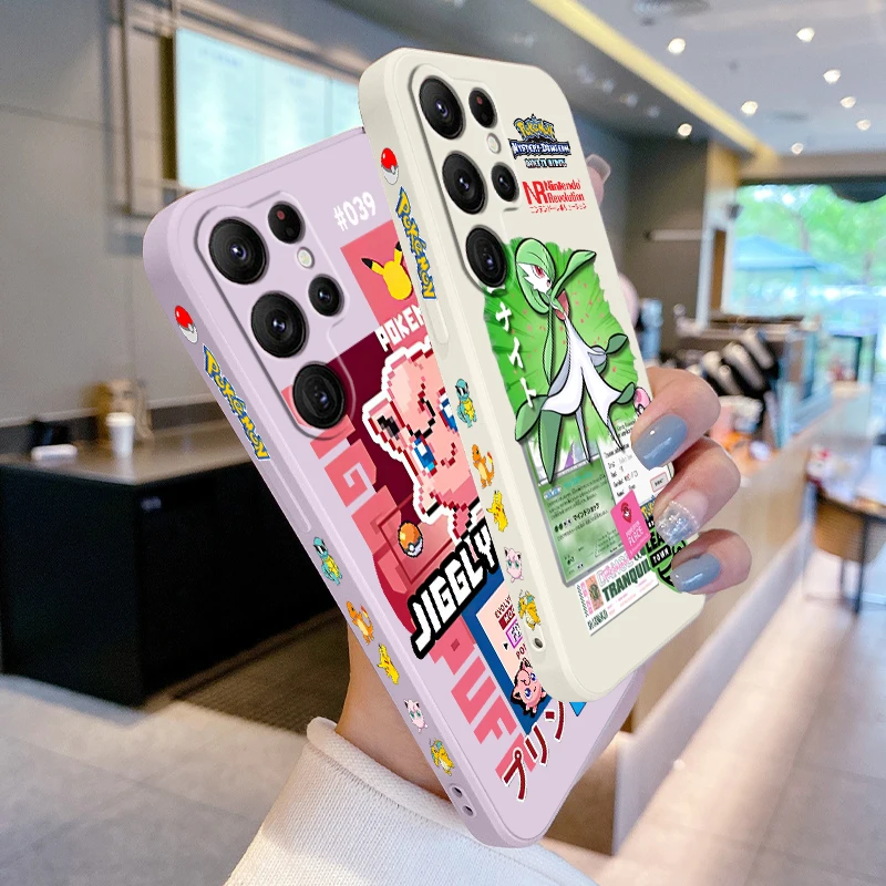 Pokemon Jigglypuff Gardevoir Liquid Left Rope Per Samsung Galaxy S24 S23 S22 S21 S20 Fe S10 Ultra Plus Lite 5G Cover Tpu