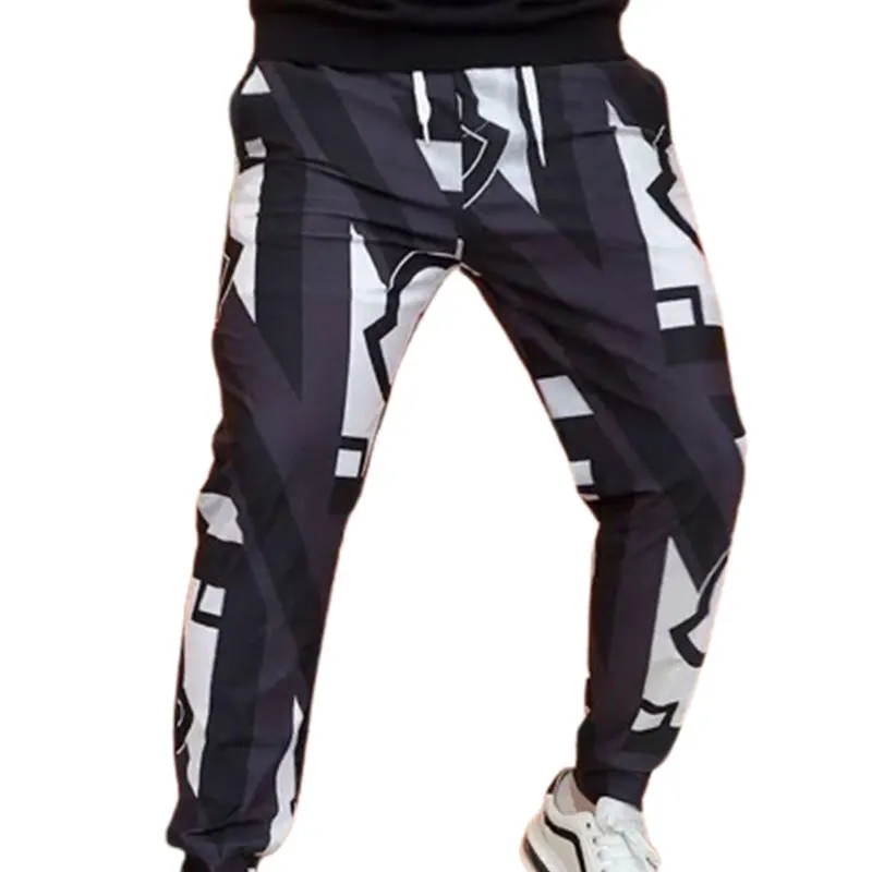 Spring Summer Elegant Fashion Harajuku Slim Fit Male Clothes Loose Casual All Match Trousers Printed Pockets Straight Leg Pants