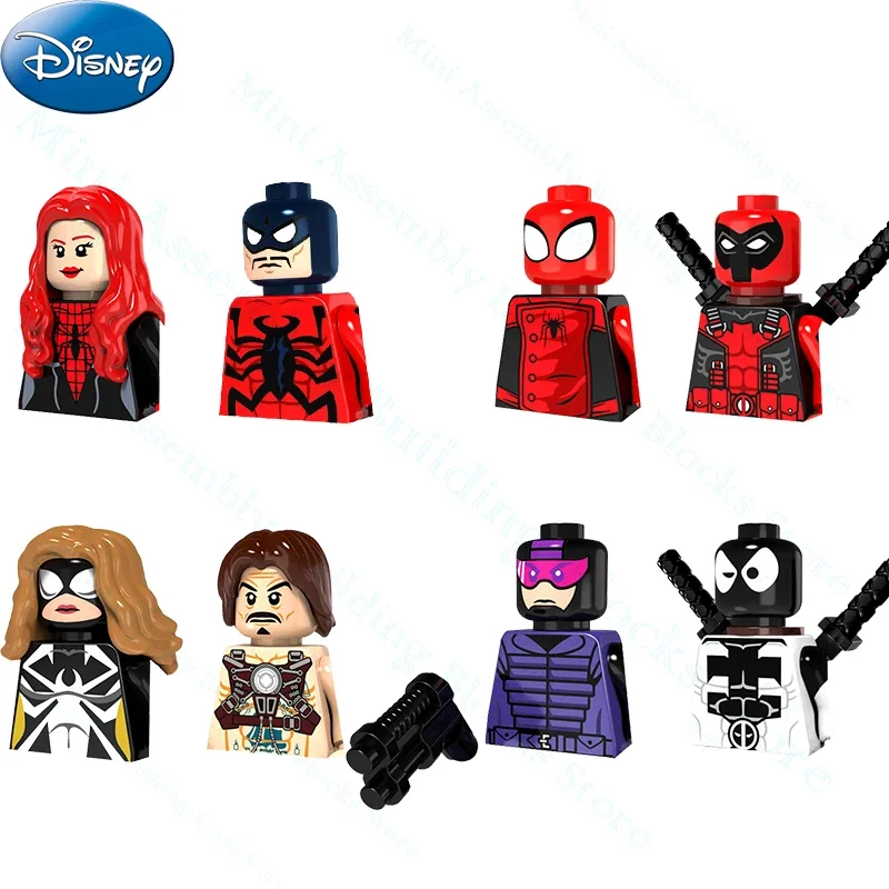 Disney Bricks Marvel Building Blocks Tarantula Dead Pool Spiderman Action Figures Mecha Assemblare Giocattoli Per Ragazzo Compleanno Mini Regalo