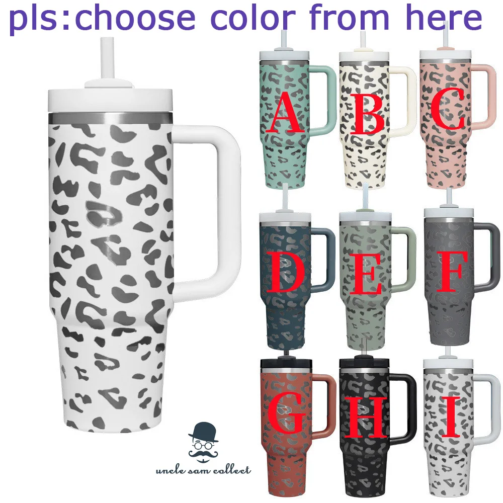 40 Oz H 2.0 Leopard Print Tumbler with Handle Car Mug with Straw Outdoor  Travel Stainless Steel Thermos Customizable Gifts - AliExpress