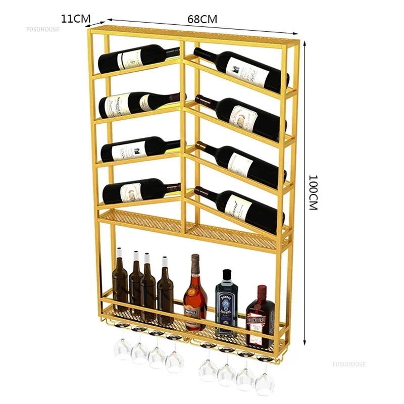 Wall-mounted Storage Showcase for Living Room Simple Metal Household Bar Cabinet for Hotel Nordic Independent Display Wine Rack