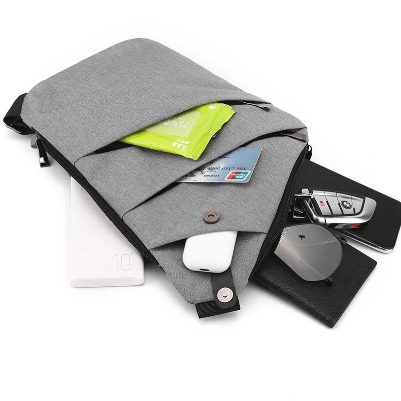 Fashion Chest Bag for Men New Leather Film Messenger Bag Waterproof Travel Pack Ergonomic Left and Right Shoulder Bag