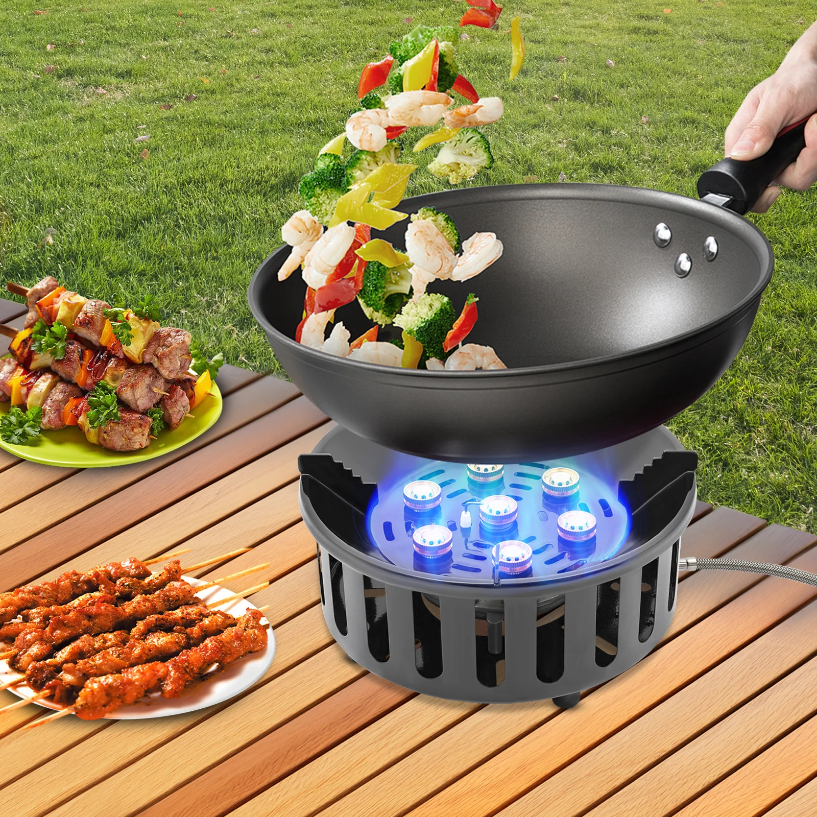 7-Core Camping Stove Portable Tourist Gas Burner Windproof Electronic Ignition 21000W camping gas stove camping stove gas burner gas stove