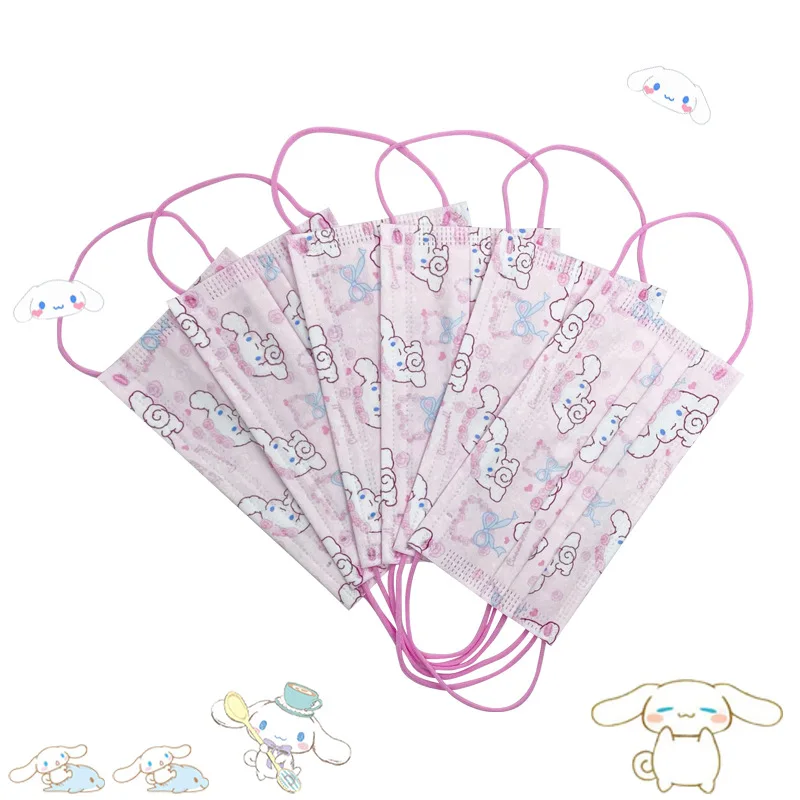 50 шт. трехслойная маска Sanrio Cinnamoroll с героями мультфильмов модная одноразовая