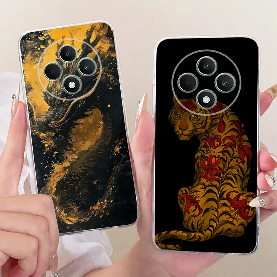Cool Dragon Tiger Painted Soft Silicone Phone Case - Artistic Design Cover