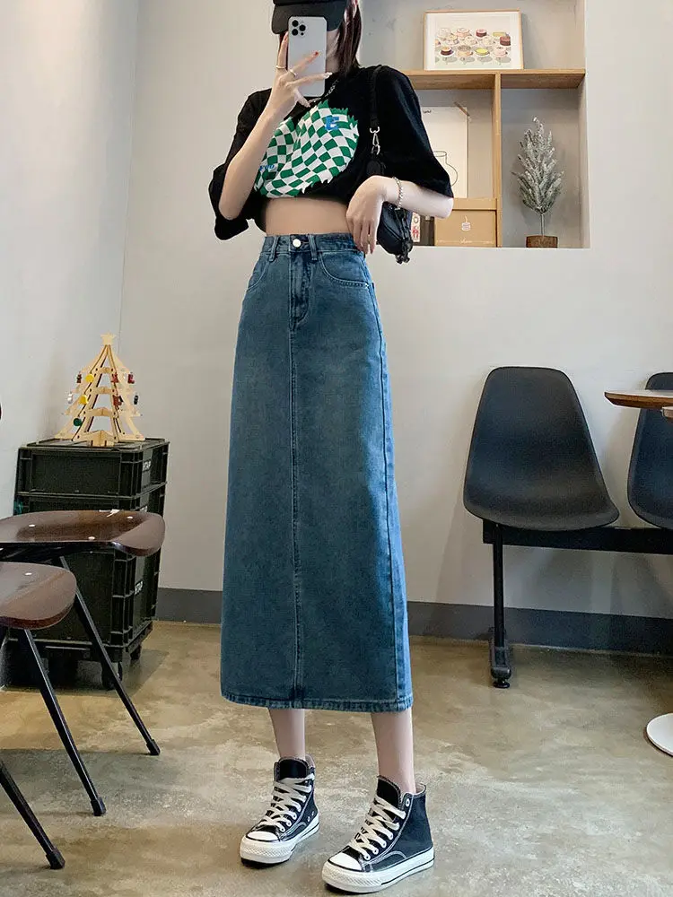Blue Wide Leg Jeans Women's Spring and Autumn High Waist Drape Women's Trousers Women's Korean Style Loose and Thin Straight Pants