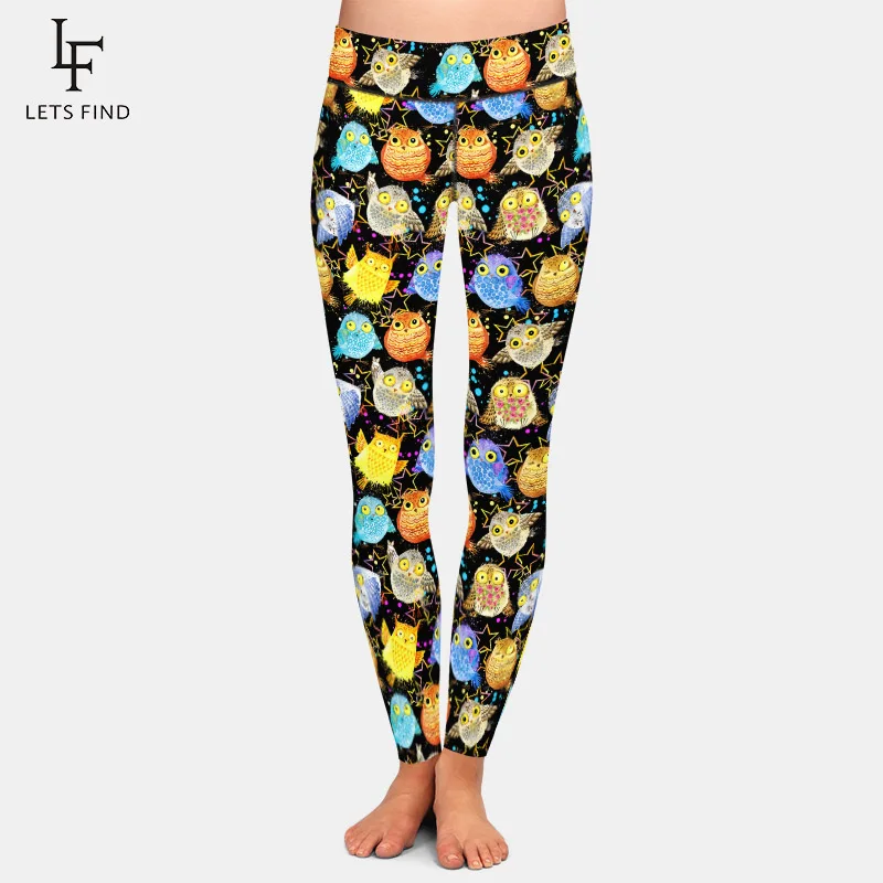 

LETSFIND 2020 3D Cute Colorful Owl Digital Printing Women Fitness Leggings High Waist Slim Elastic Comfortable Legging