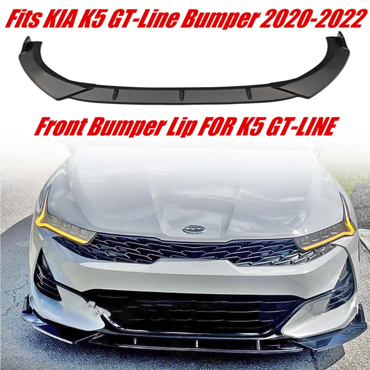 BlackForKIAOptimaK5GTEXLX20202021FrontBumperLipSpoiler