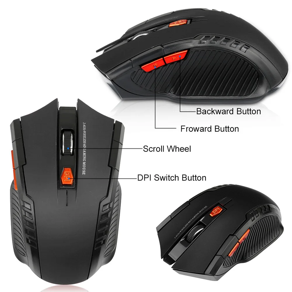 2.4GHz Wireless Mouse Optical Mice Mouse Gaming with USB Receiver Gamer 2000DPI 6 Buttons Mouse For Computer Laptop Accessories images - 6