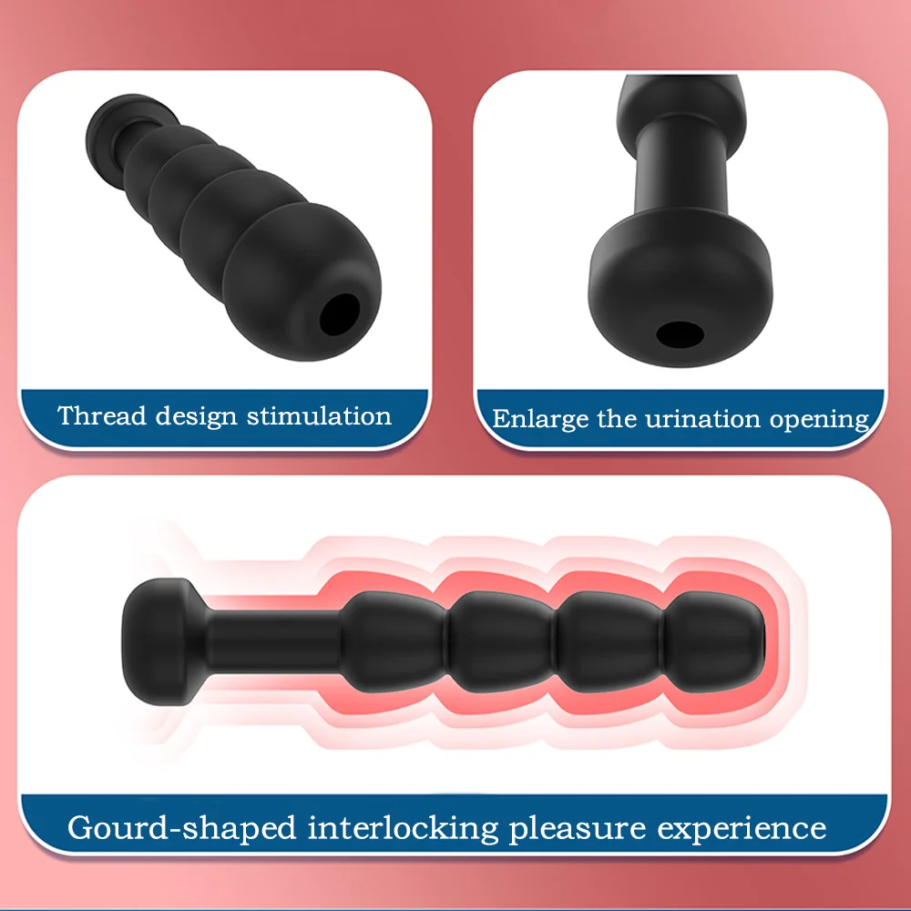 Penis Sex Toys Hollow Silicone Urethra Catheter Penis Dilator Penis Plug Urethral Stimulator Catheter Sounding Man Masturbation Sex Toys 18+
