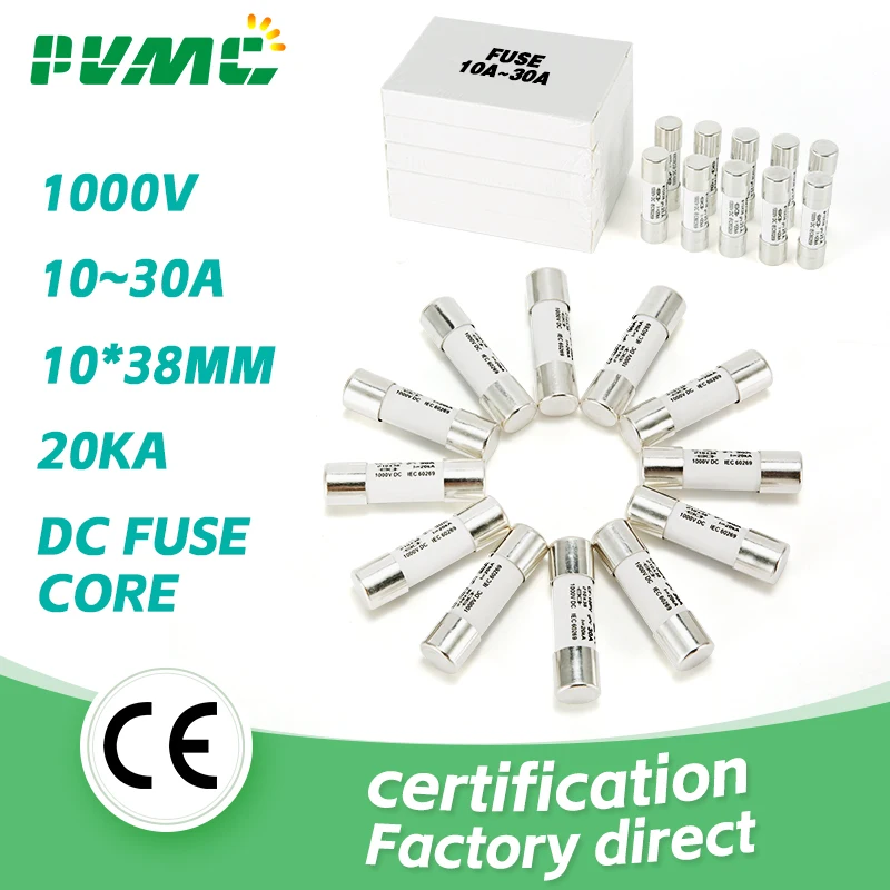Kostenloser Versand 10 stücke Niederspannungs-Solar-GPV-Gleichstrom-Schmelz verbindung 1000V 5/10a/12/15a/20/25a/30/32a Sicherungs kern für den Systems chutz