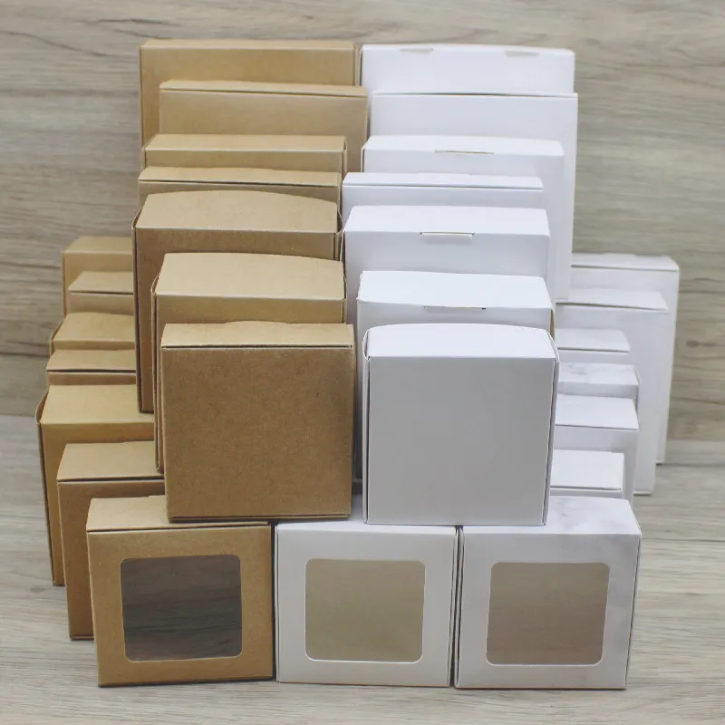 10pcs Multi-Size Square Paper Boxes in White, Kraft, and White Marble, Candy and Gift P... - SKU SPB01806 - UGI Packaging