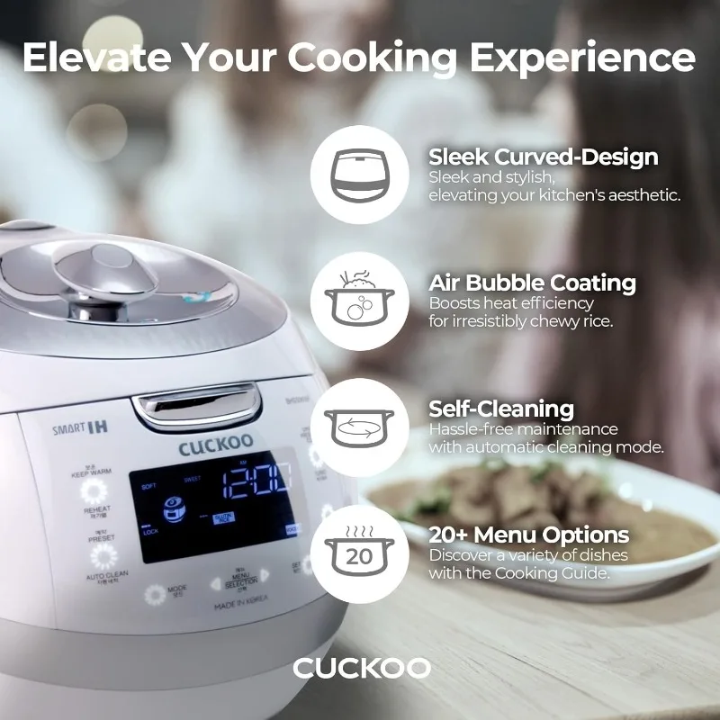 6-Cup (Uncooked)/12-Cup (Cooked) Induction Heating Pressure Rice Cooker with Nonstick Inner Pot,16 Menu Modes,Auto Clean (White) 3