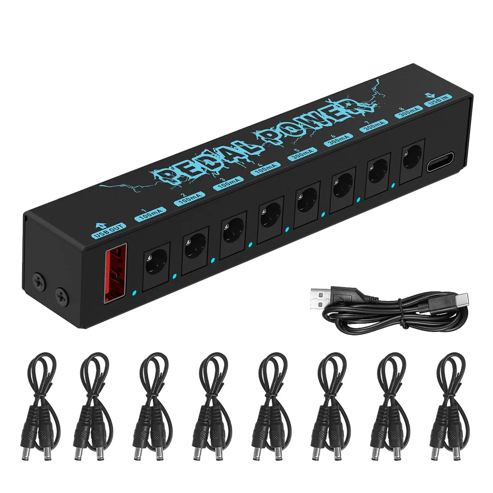 

Guitar Pedals Power Supply 5V/2.1A with 8 Outputs Portable Durable Pedalboard