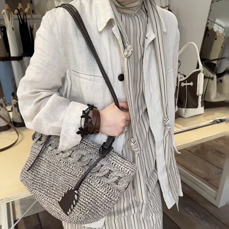 Summer Fashion Straw Woven Shoulder Bags Leisure Underarm Shoulder Bags Women Large Capacity Boho Tote Handbag