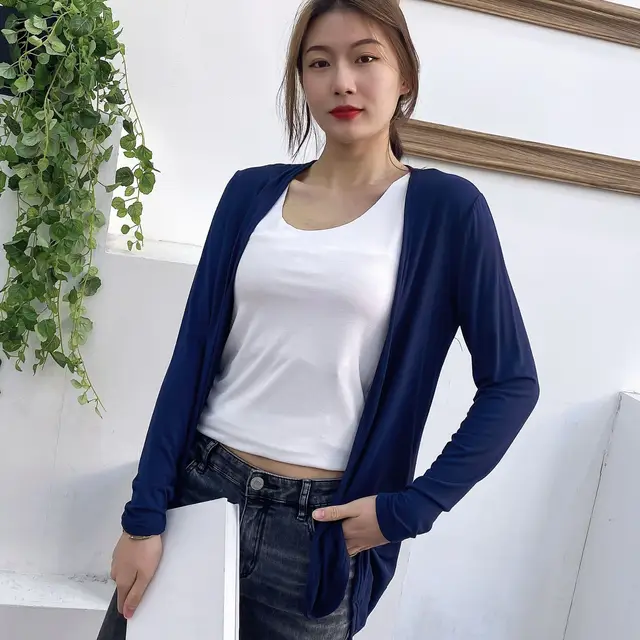 Casual Lightweight Long Sleeve Cardigan Open Front Cardigans For Women  Summer Women's Thin Knitted Soft Drape Modal Sweater - Cardigan - AliExpress