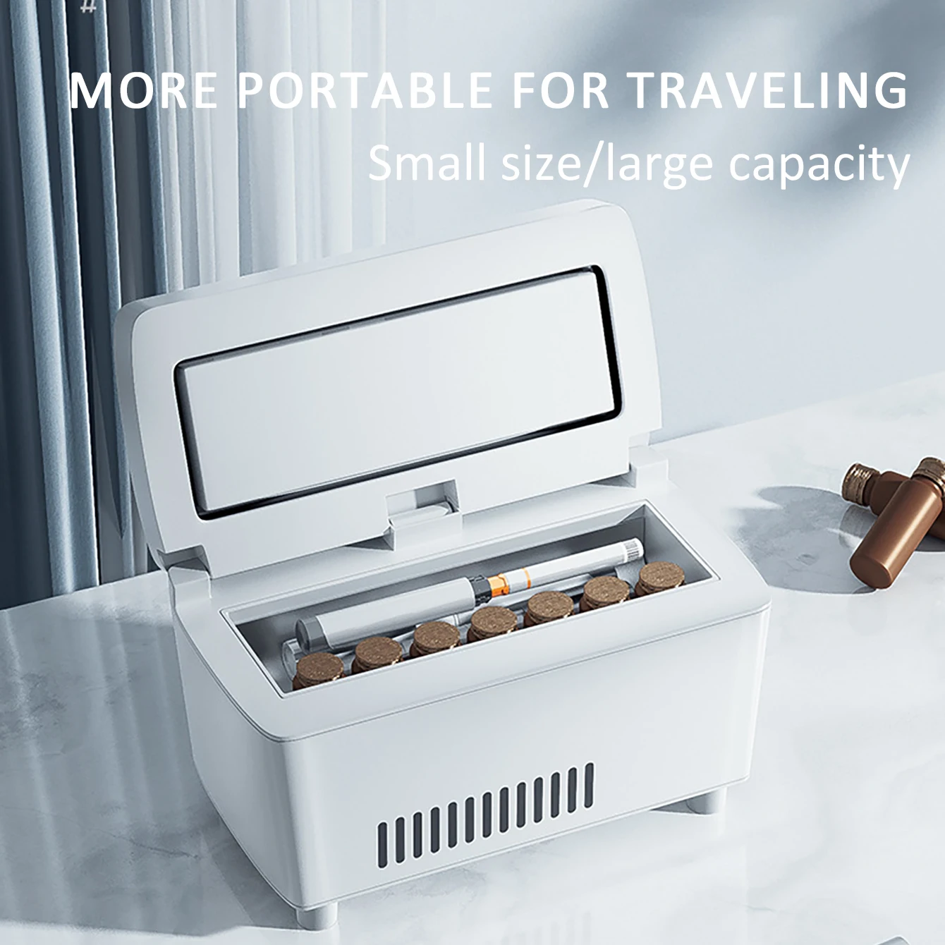 High Power Mini Refrigerator Insulin Pill Box Dispensing 0-18 Degrees Refrigerated USB Charging Refrigerated Incubator