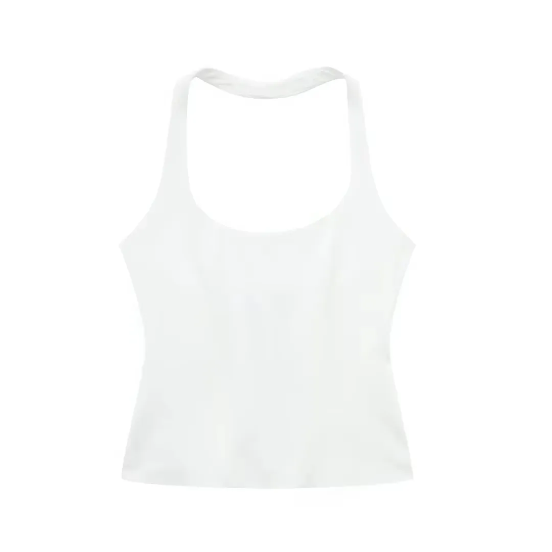 HH Women Fashion Halter Cropped Top Slim Chic Sleeveless Backless Female Solidr Tank Top Sexy Side Zipper Basics Chic Tops