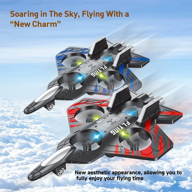 CZ01 2.4G 4CH RC EPP Foam Fighter Plane - 360 Degrees Stunt Tumbling, One-Key Takeoff, LED Lights - Best Kids Toy Gift 2