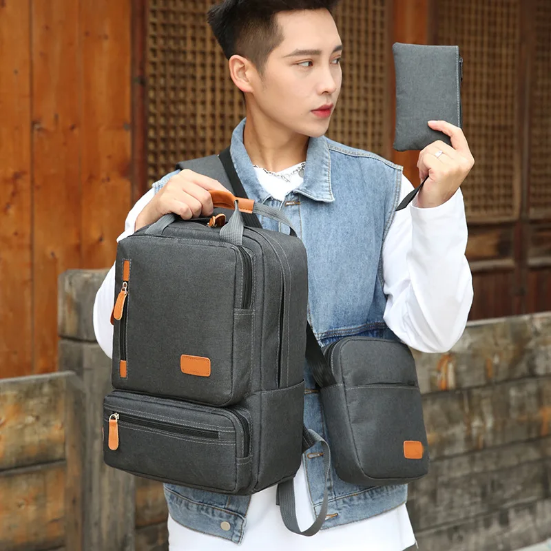 3Pcs/Set Casual Laptop Backpack Large Capacity Men Women Business Travel School Shoulder Bag Teenager Boys Girls Mochila Bagpack
