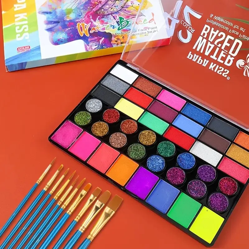 Description Picture 3 of item1pc 42 Colors Water Soluble Face Body Painting Set UV Neon Glitter Face Paint Art Halloween Christmas Party Body Paint Makeup