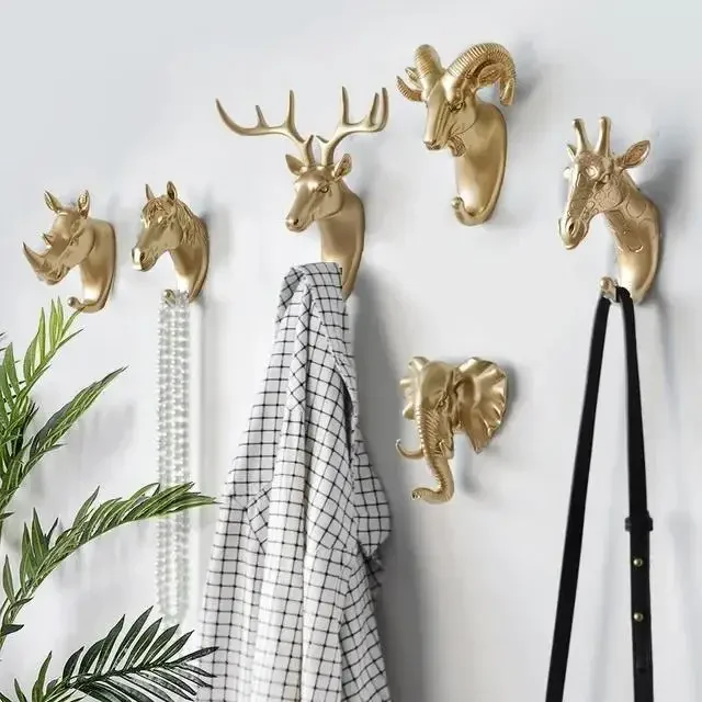 Animal Head Wall Hanger Hooks - Horse Giraffe Elk Elephant Decorative Bathroom Accessory Keyholder wall Guitar keychain Llaveros 2